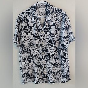 Goodiellow Gray & White Hibiscus Hawaiian Shirt XL NWT Men Shirt